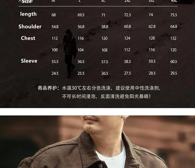 2024 Spring and Autumn Fashion Trend Solid Color Cargo Jacket Men's Casual Loose Comfortable High Quality Plus-Size Denim Coat