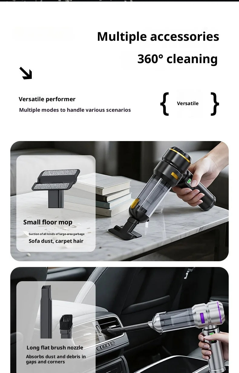Portable 98,000PA Car Vacuum Cleaner with LED Light – Powerful Cordless Handheld Mini Vacuum & Blower for Car and Home