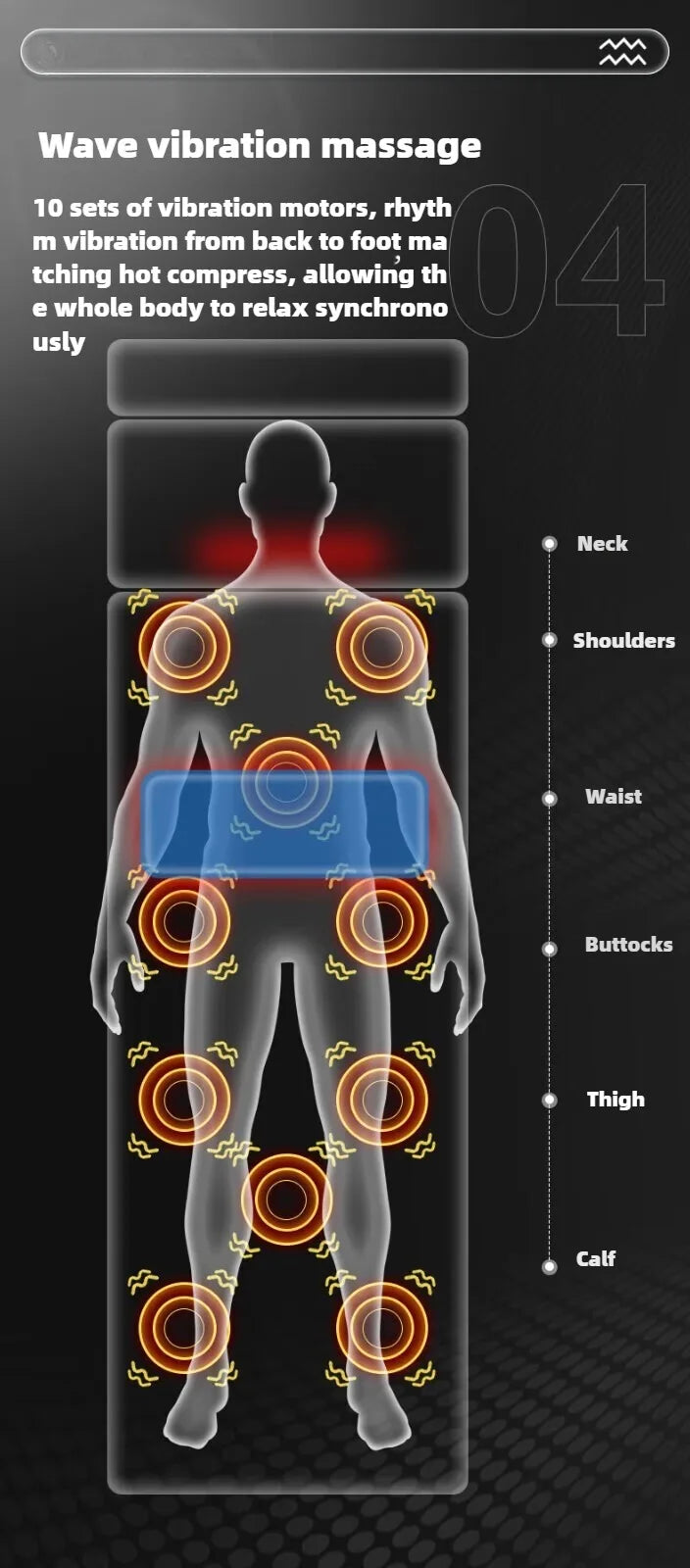 Electric Full Body Massage Mattress With Heating Hand Control.
