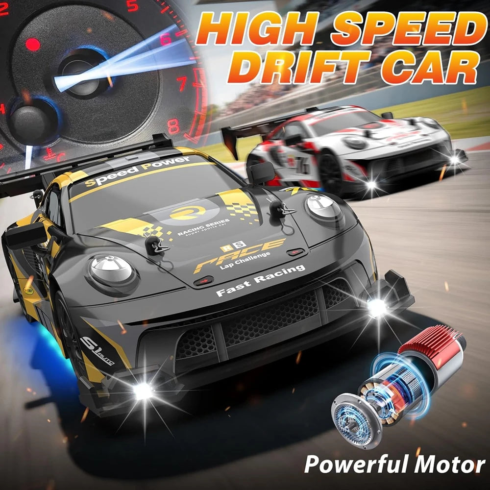 4WD RC Drift Car – High-Speed Remote Control Racing Vehicle with LED Lights and 2.4GHz Controller for Kids