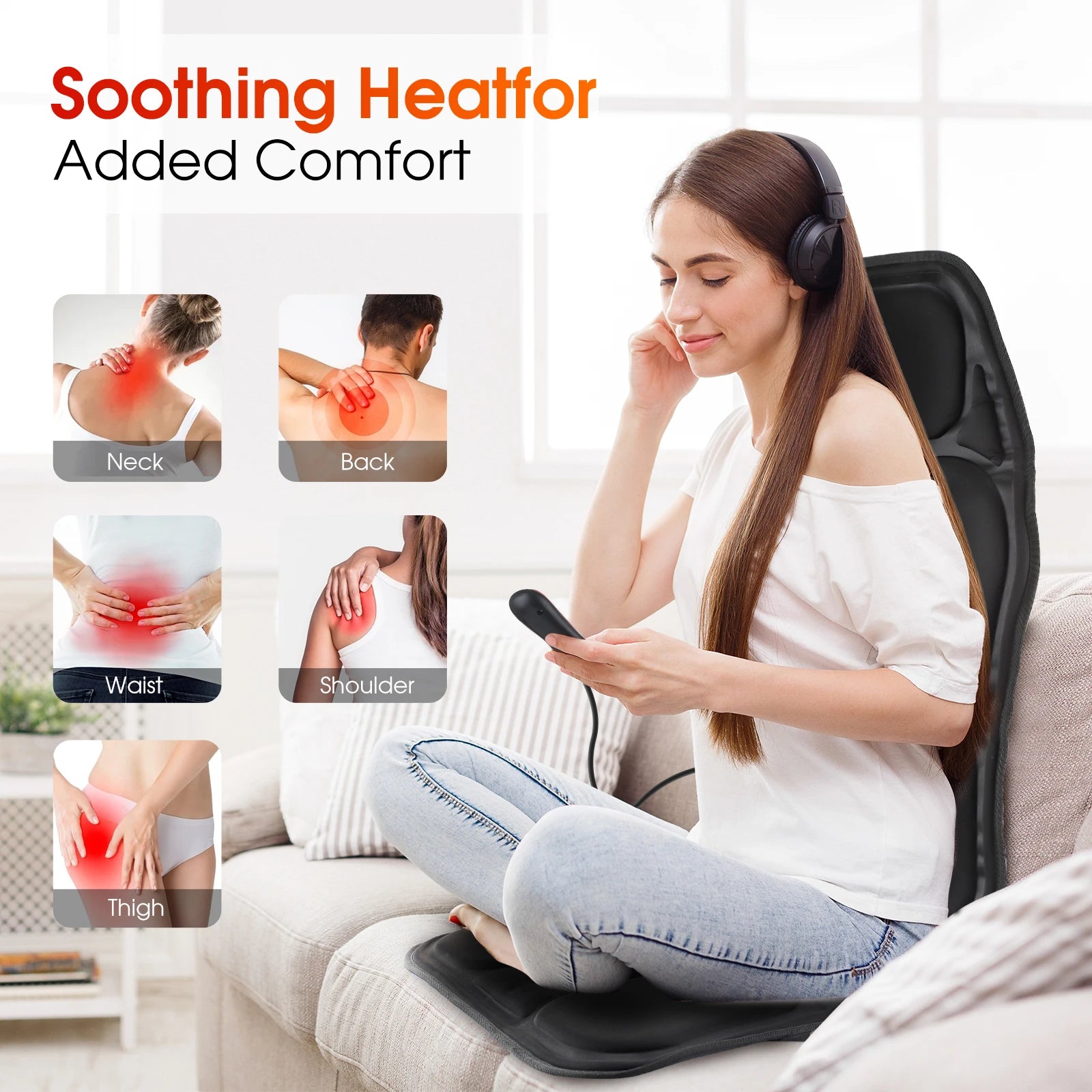 Electric Back Massager Infrared Full-Body Massage Chair.