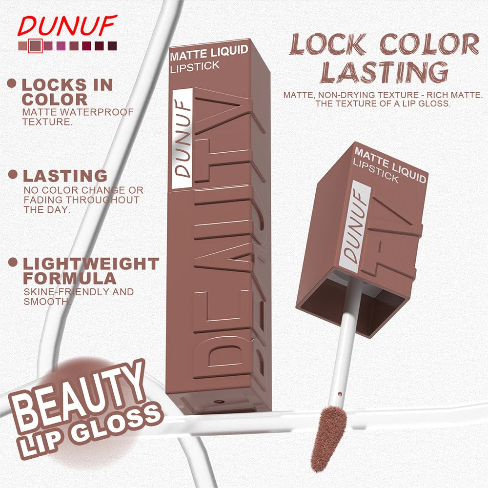 Matte velvet smooth easy-to-apply tube lip gloss waterproof.