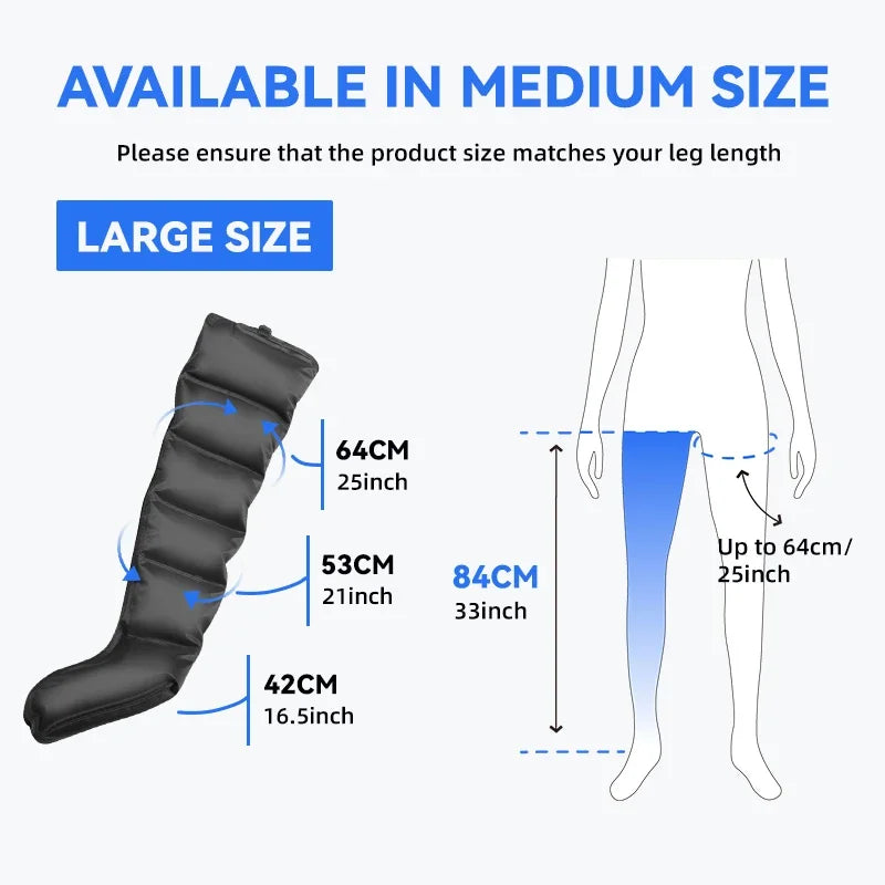 JinKairui Extended Electric Air Compression Leg Massager with Remote Control for Deep Thigh, Calf, and Foot Relaxation 🦵✨