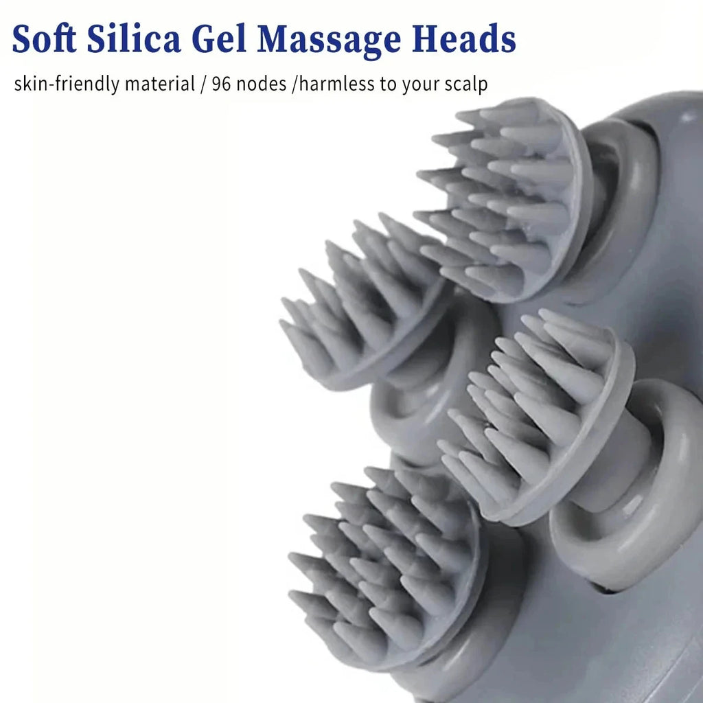 Adjustable speed scalp massager with red light therapy and soft silicone heads for deep relaxation 💆‍♀️✨