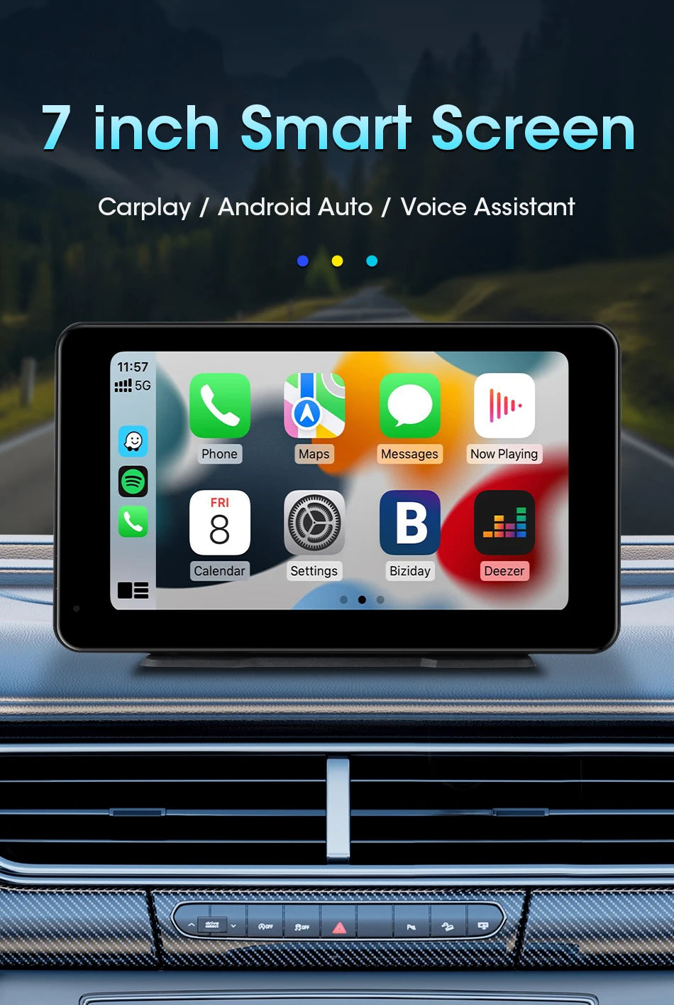 VTOPEK 8.1" 2.5K Car Dash Camera – Wireless CarPlay & Android Auto Display, GPS Navigation, WiFi DVR with Rear Camera