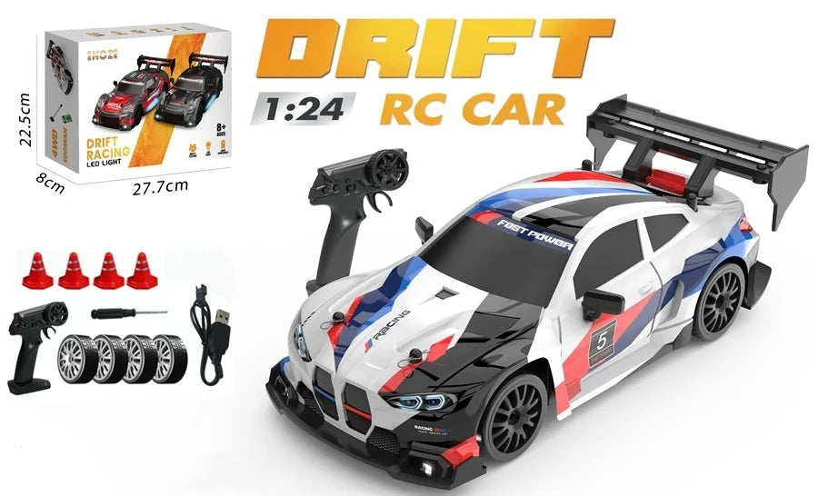 4WD RC Drift Car – High-Speed Remote Control Racing Vehicle with LED Lights and 2.4GHz Controller for Kids