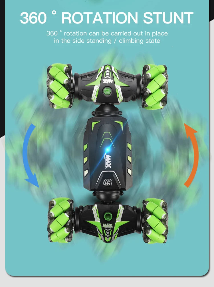 4WD Stunt Remote Control Car with LED Lights, Gesture Sensing, Deformable Twisting & Climbing Features – Electronic Toy for Kids
