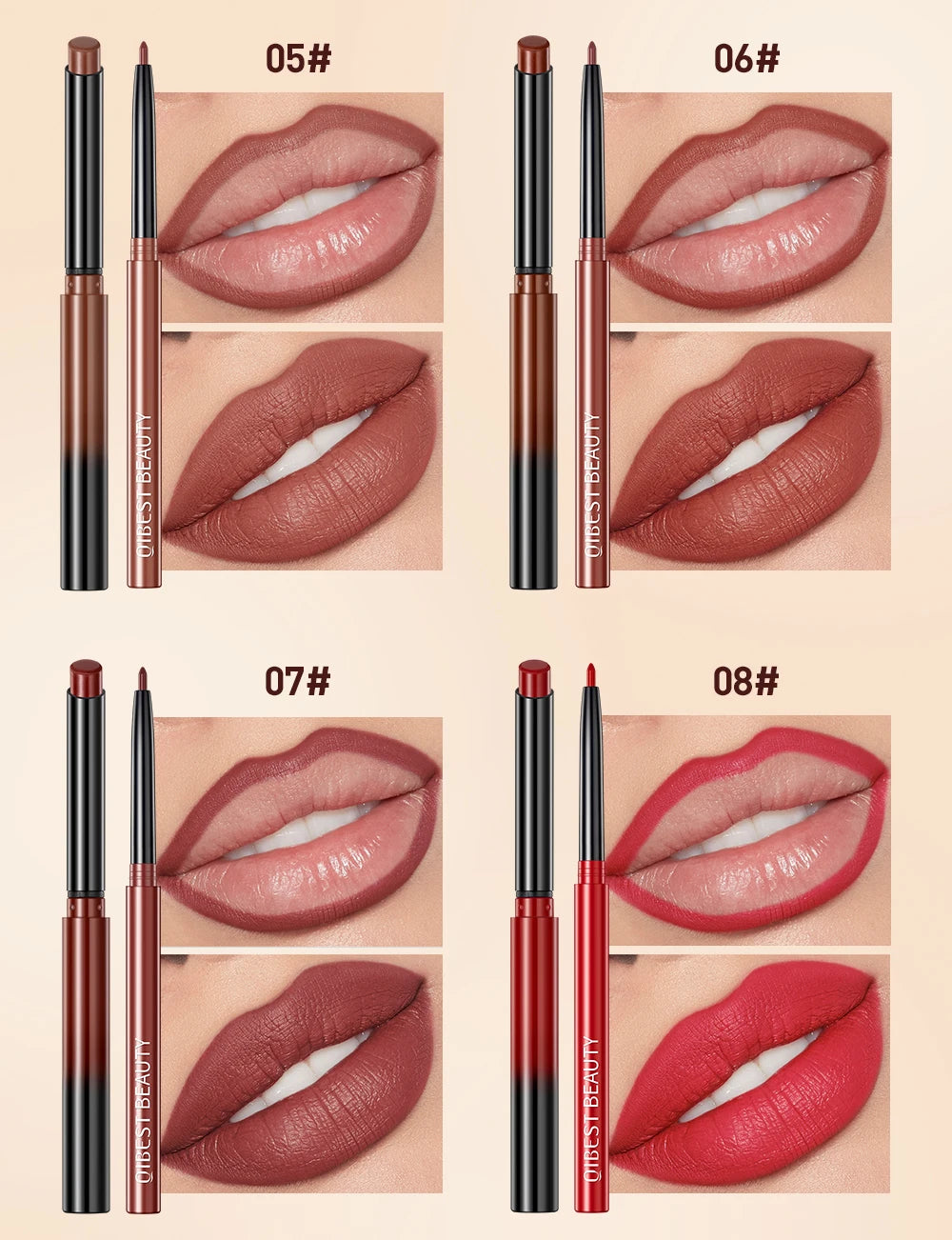 Lipstick Lipliner Pen Set Matte Velvet Lip Liner Pencil