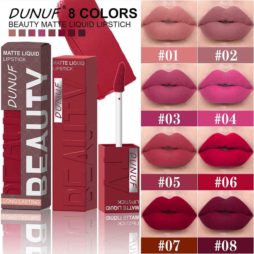 Matte velvet smooth easy-to-apply tube lip gloss waterproof.