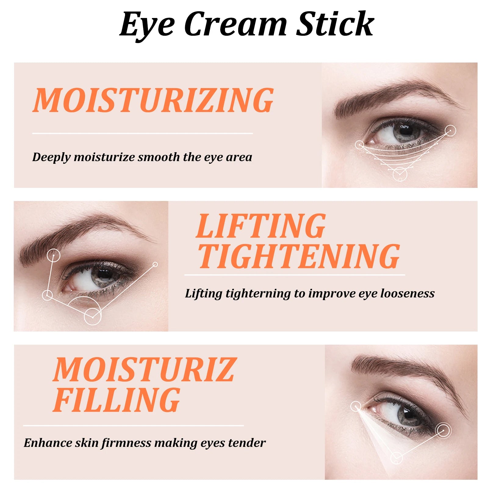 Snail Eye Cream Stick Collagen Fade Fine Lines Wrinkle Lightening Dark Circles.