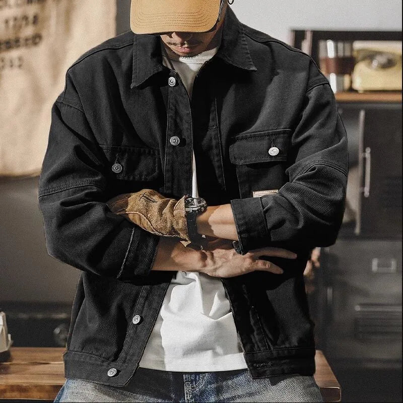 2024 Spring and Autumn Fashion Trend Solid Color Cargo Jacket Men's Casual Loose Comfortable High Quality Plus-Size Denim Coat