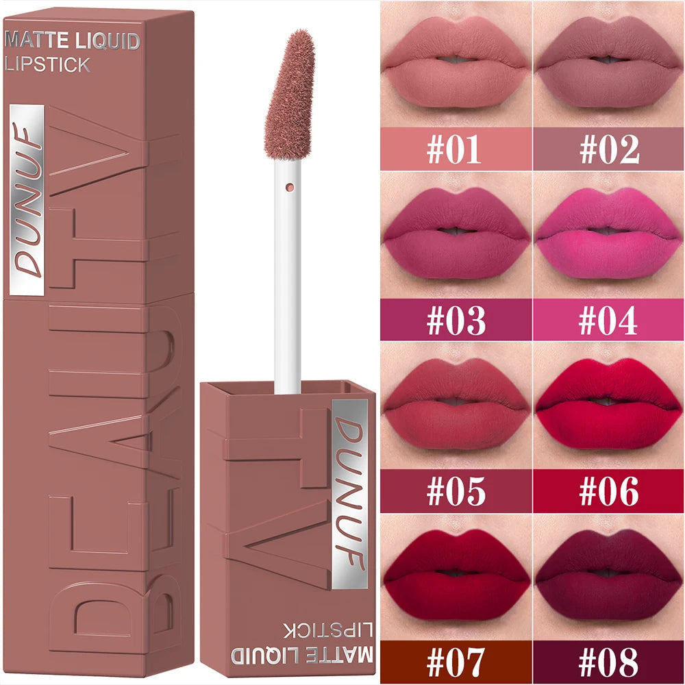 Matte velvet smooth easy-to-apply tube lip gloss waterproof.