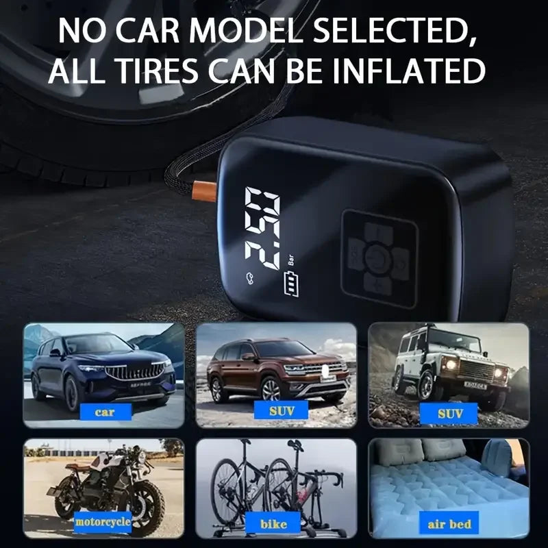 Wireless Car Air Compressor Air Pump Electric Tire Inflator Pump for Motorcycle Bicycle AUTO Tyre with Digital Display