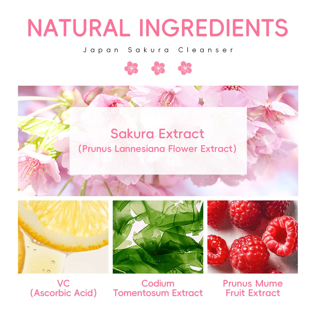 LAIKOU Sakura Cleanser Gentle Deep Cleaning Oil Control Moisturizing Shrink Pores Face Skin Care.