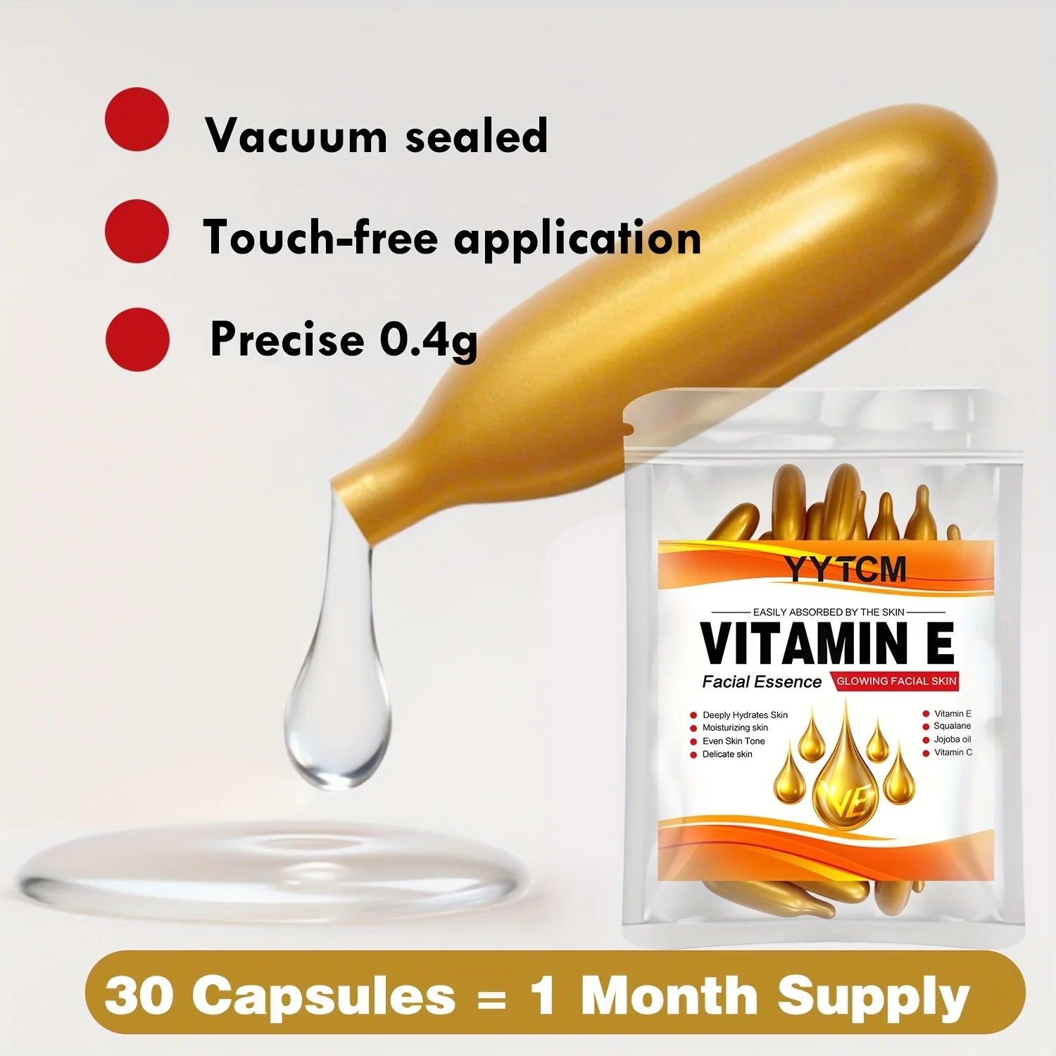 Vitamin E Deep Moisturizing Capsule Essence, Hydrates and Smoothest the Skin.