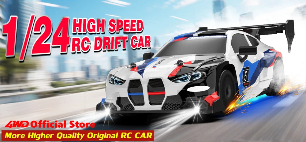 4WD RC Drift Car – High-Speed Remote Control Racing Vehicle with LED Lights and 2.4GHz Controller for Kids