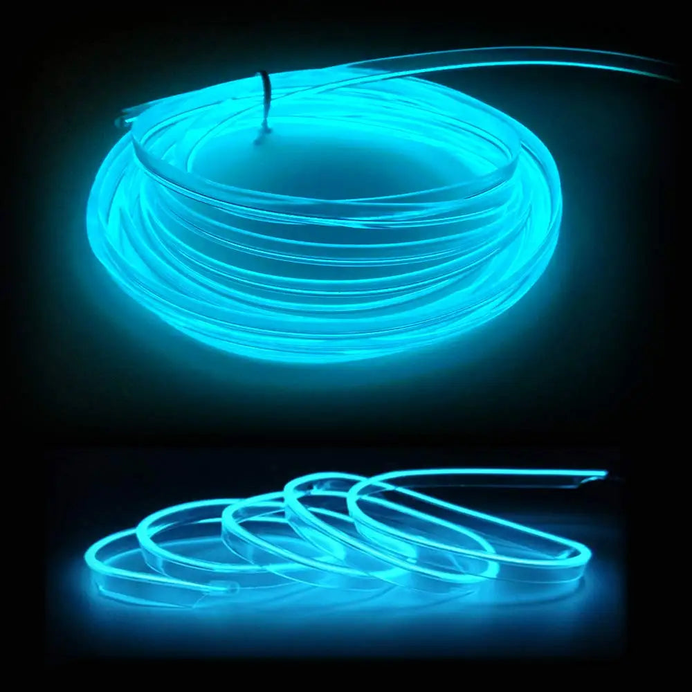 5M Car Interior LED Neon Strip Light USB – Flexible EL Wire Ambient Lighting Decorative Lamp for Auto DIY Atmosphere