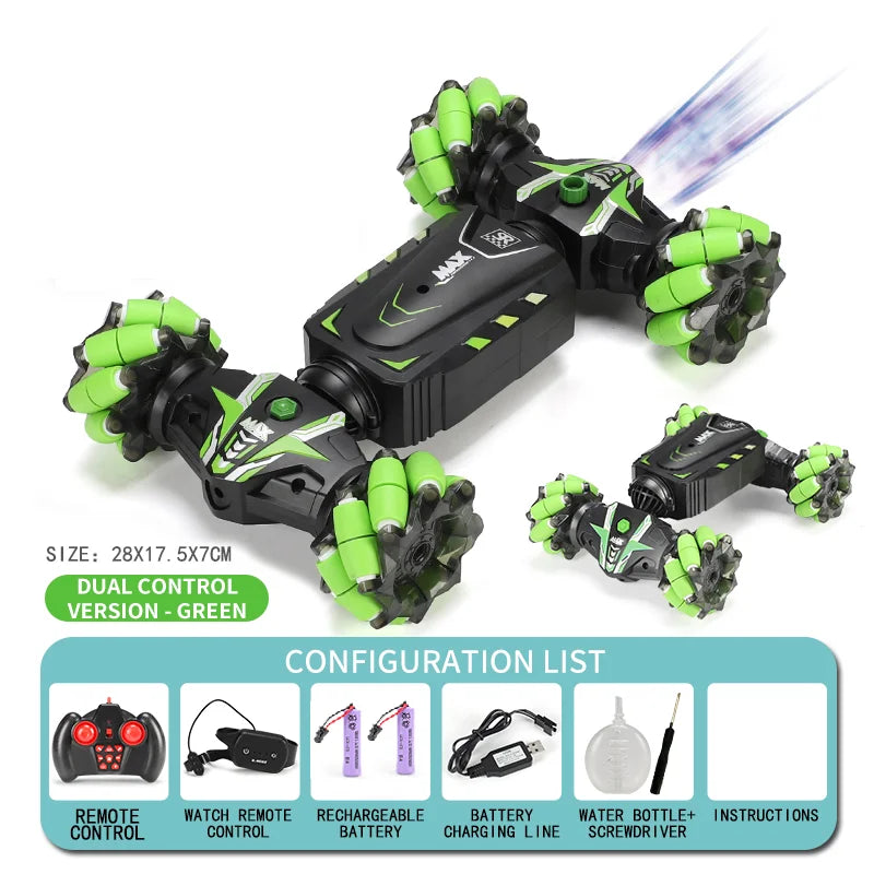 4WD Stunt Remote Control Car with LED Lights, Gesture Sensing, Deformable Twisting & Climbing Features – Electronic Toy for Kids