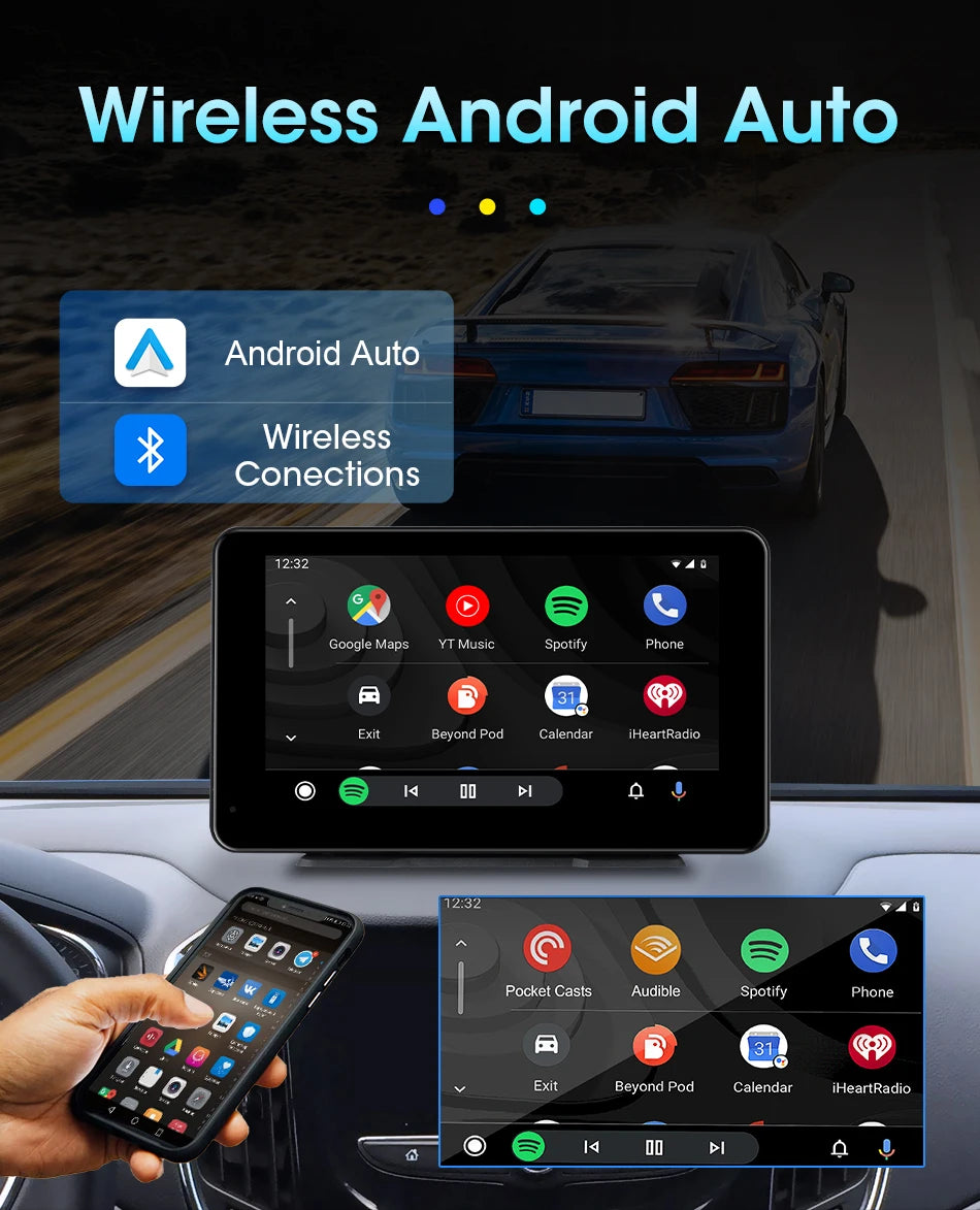 VTOPEK 8.1" 2.5K Car Dash Camera – Wireless CarPlay & Android Auto Display, GPS Navigation, WiFi DVR with Rear Camera