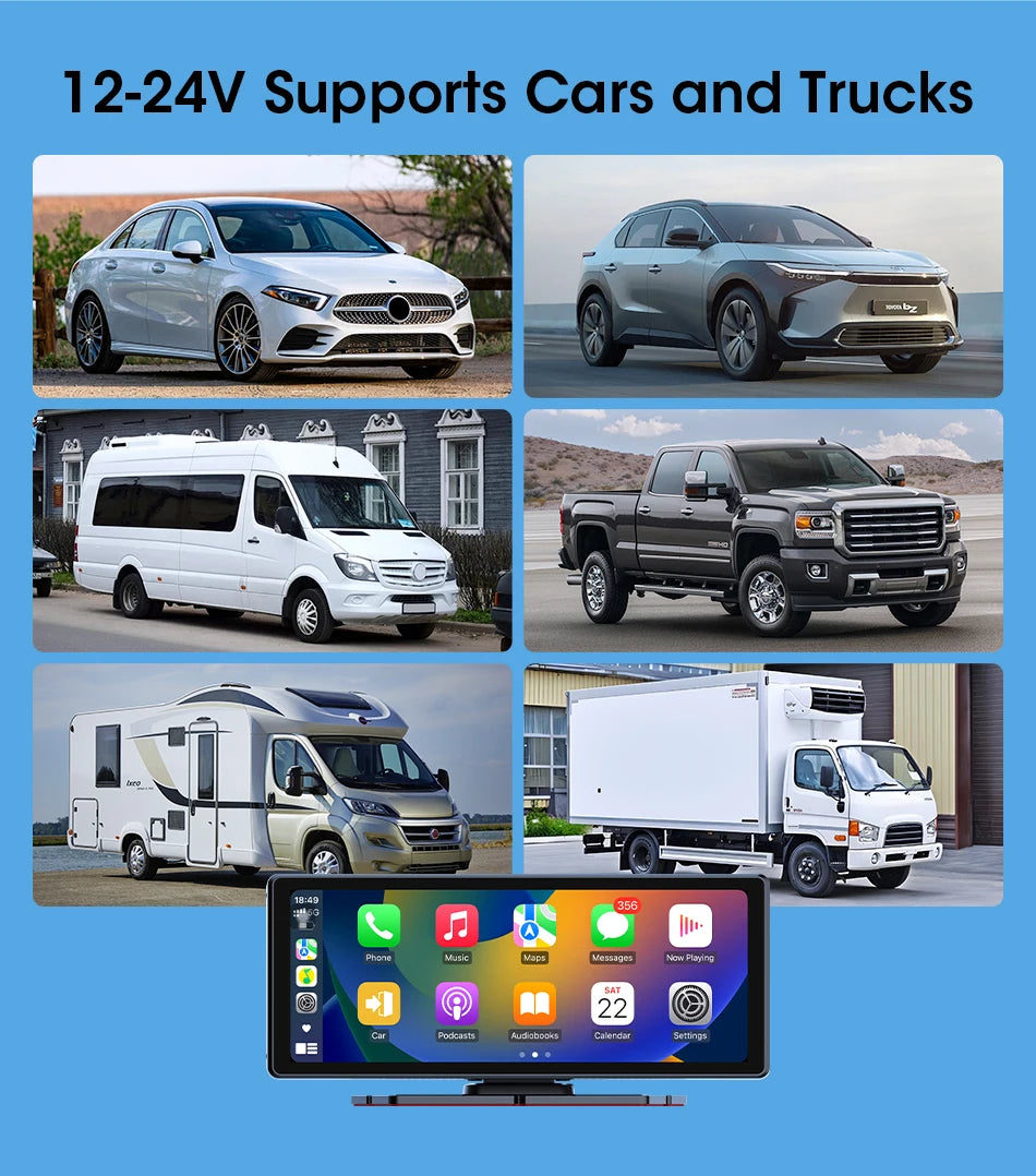 VTOPEK 8.1" 2.5K Car Dash Camera – Wireless CarPlay & Android Auto Display, GPS Navigation, WiFi DVR with Rear Camera