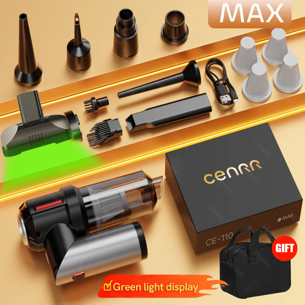 CENRR 998000PA Powerful Mini Cordless Car Vacuum Cleaner – Portable Handheld Vacuum & Blower for Car and Home Cleaning