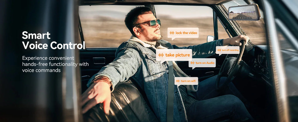 WOLFBOX G900 PRO Dash Cam – 4K front + 2.5K rear mirror dash camera with voice control, 5GHz Wi-Fi, GPS tracking, loop recording, and dual front & rear cameras for clear driving video and smart car security.
