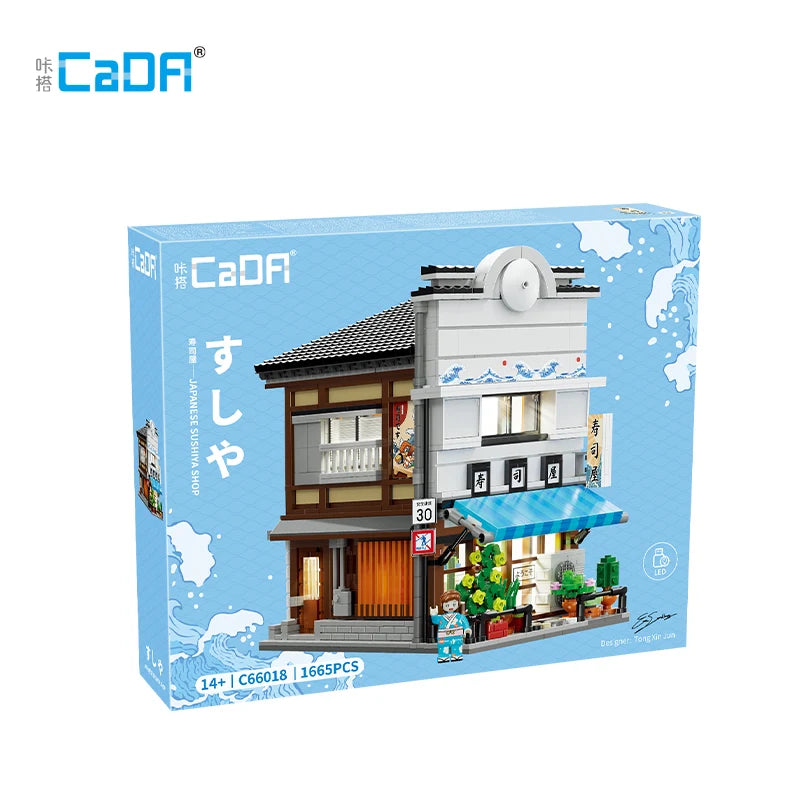 Cada LED Japanese Street View Building Blocks – Steamed Bun House & Summer Café Set