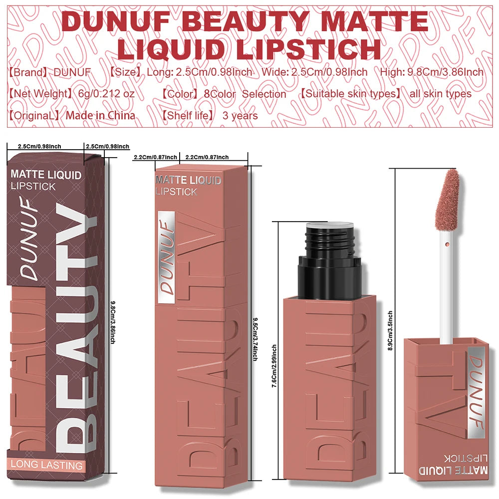 Matte velvet smooth easy-to-apply tube lip gloss waterproof.