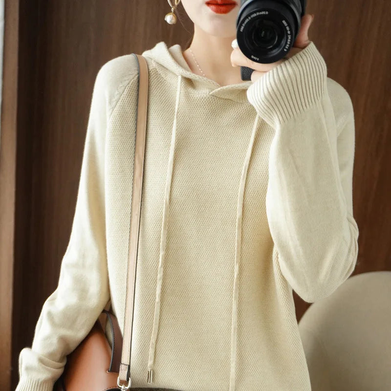 New Hooded Sweatshirt Bottoming with Knitted Sweater Casual Hooded Pullovers
