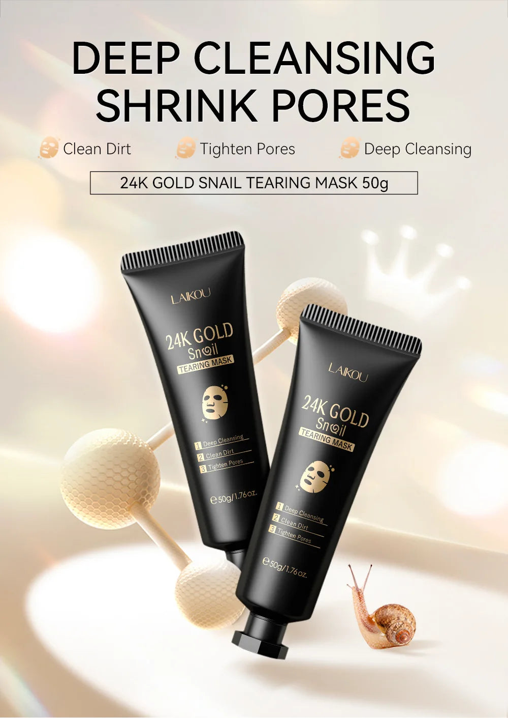 LAIKOU 24K Gold Sakura Peeling Face Mask Anti Wrinkle Whitening Blackhead Removal Facial Tear Off Mask