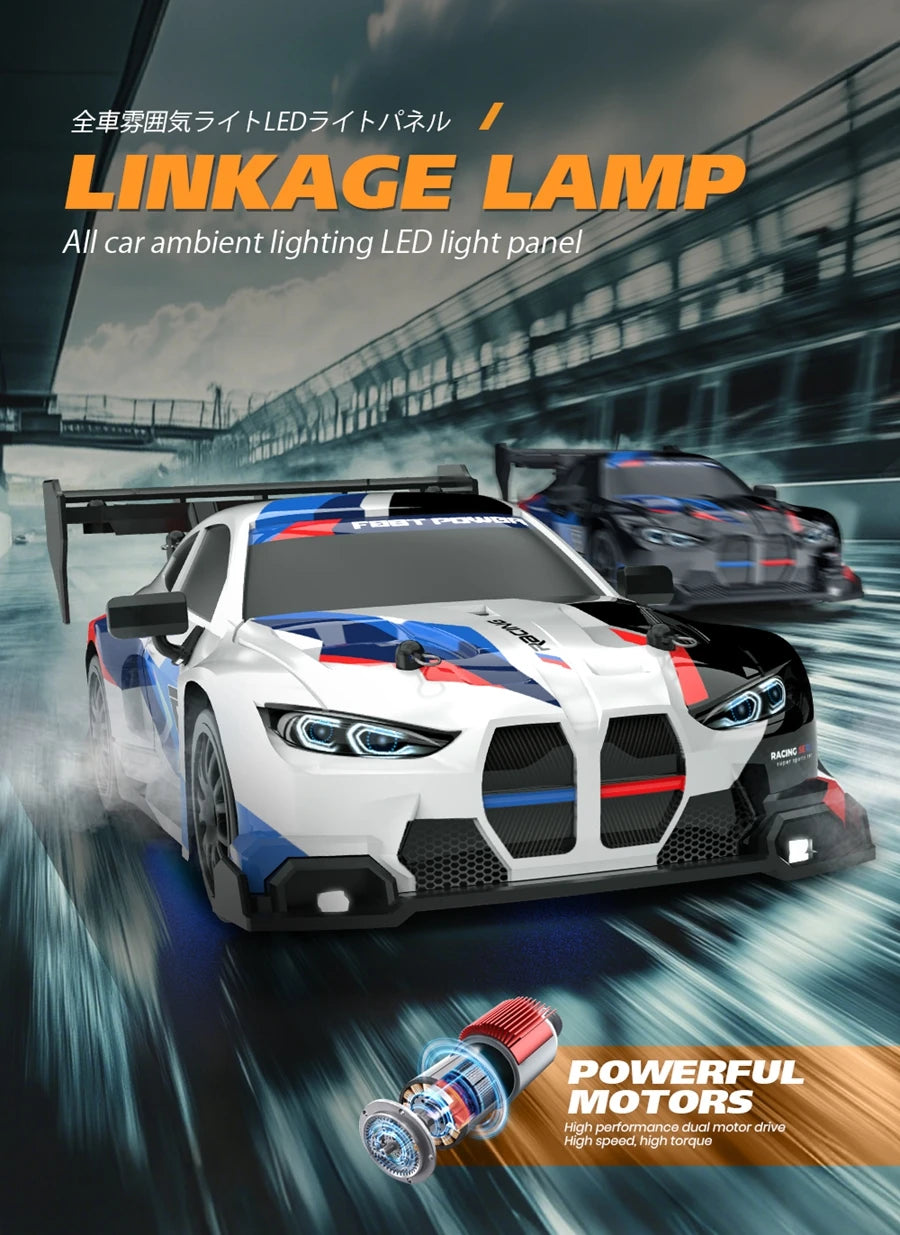 4WD RC Drift Car – High-Speed Remote Control Racing Vehicle with LED Lights and 2.4GHz Controller for Kids