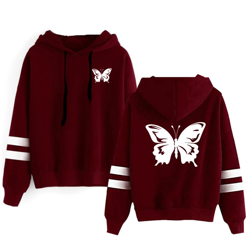 Spring Sweatshirt Style Outdoors Stripe Women Versatile Pullovers Hoodies