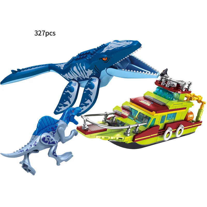 Sea Monster Attack Building Blocks – Adventure Boat and Dinosaur Construction Set Toy for Children