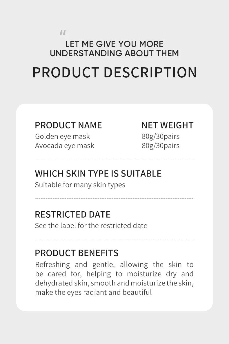 Avocado Golden Collagen Eye Mask Anti Dark Circles Removal