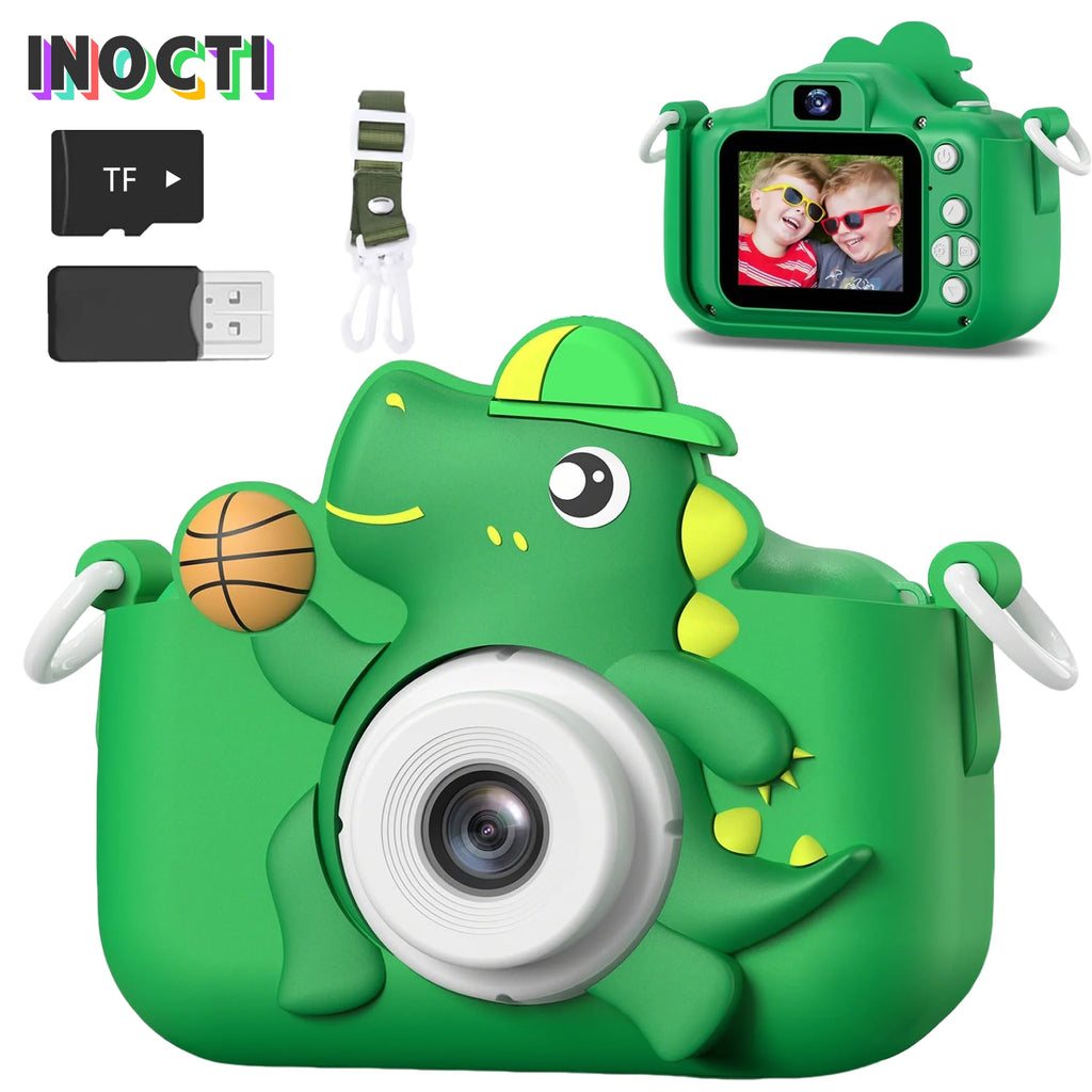 Kids’ Digital Camera – 1080P HD, SD Card, Cartoon Dinosaur Design for Photos & Videos, Perfect Birthday Gift