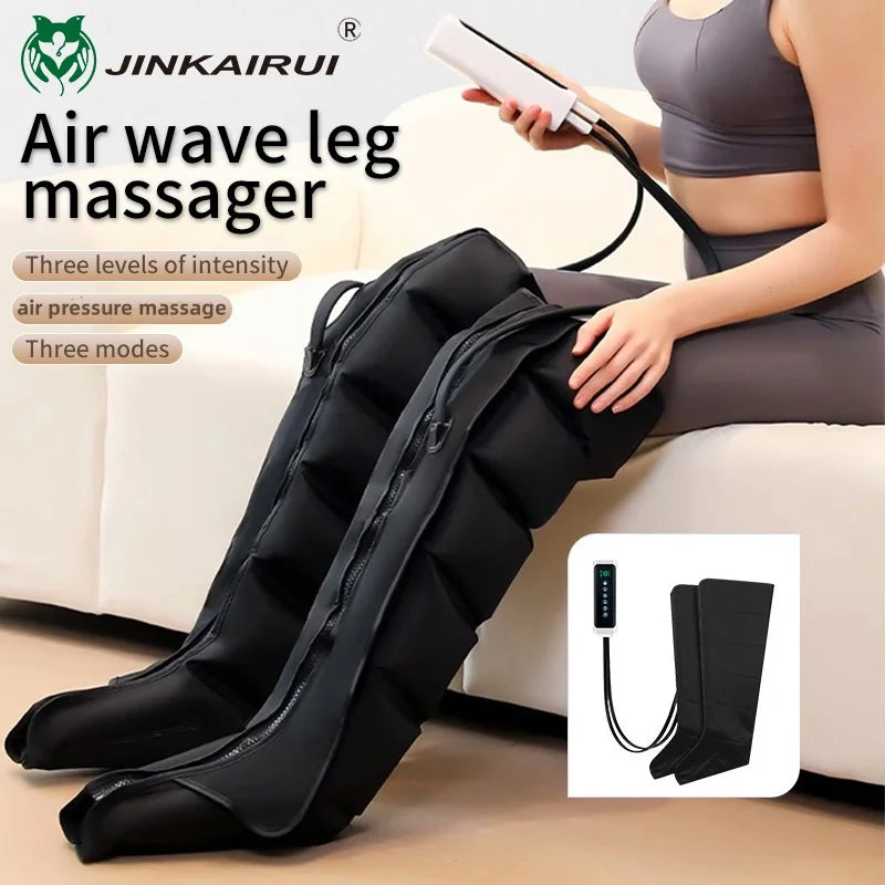 JinKairui Extended Electric Air Compression Leg Massager with Remote Control for Deep Thigh, Calf, and Foot Relaxation 🦵✨
