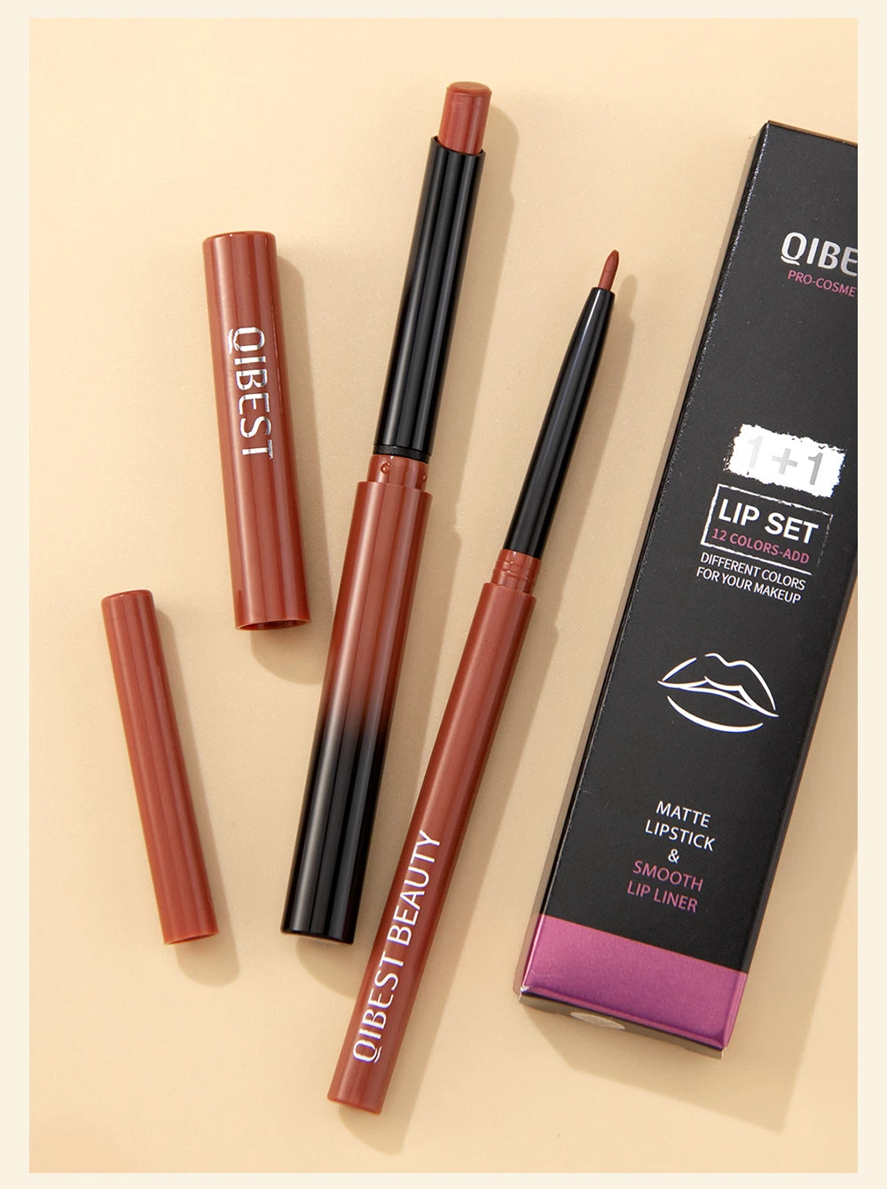 Lipstick Lipliner Pen Set Matte Velvet Lip Liner Pencil