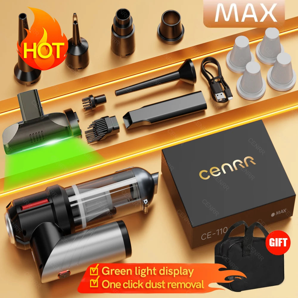 CENRR 998000PA Powerful Mini Cordless Car Vacuum Cleaner – Portable Handheld Vacuum & Blower for Car and Home Cleaning