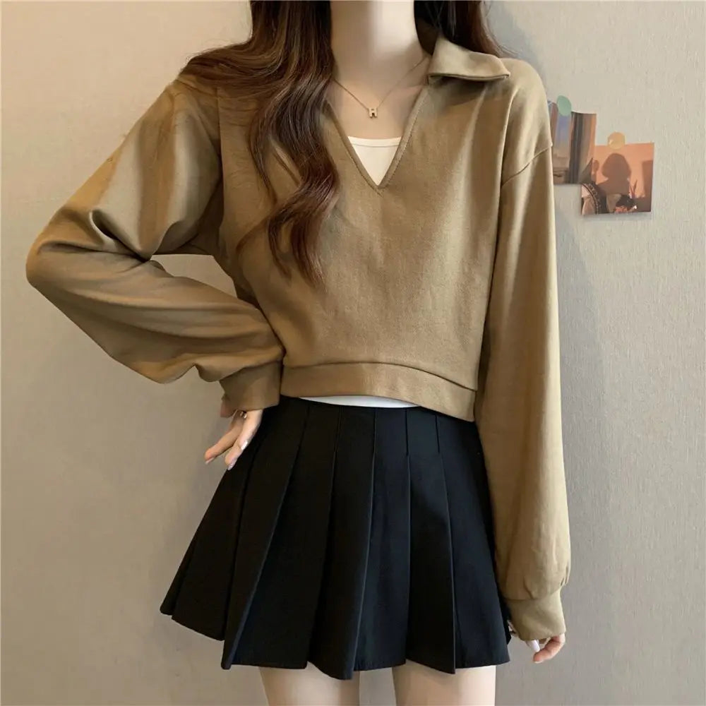 Sweatshirt For Women Cropped Matching Cheap Aesthetic Kpop Cotton