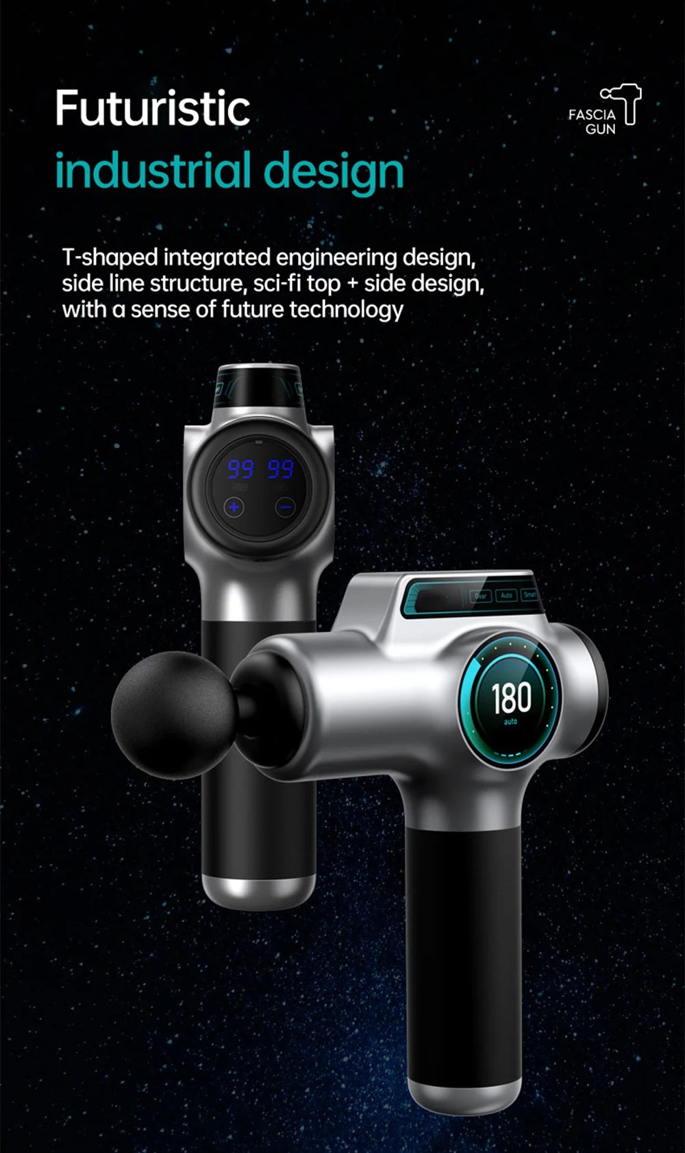 Elite 99-Level Percussion Massage Gun for Deep Muscle Therapy, Quiet Electric Body Massager for Fast Recovery and Pain Relief