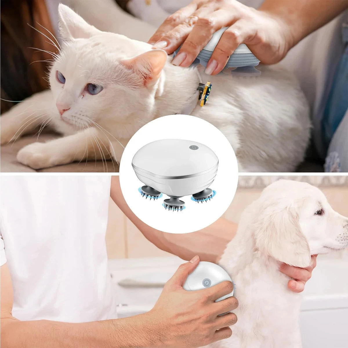 Adjustable speed scalp massager with red light therapy and soft silicone heads for deep relaxation 💆‍♀️✨