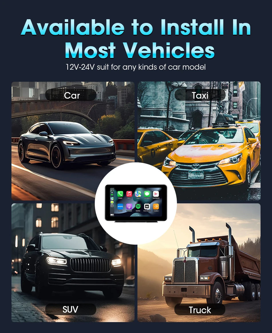 VTOPEK 8.1" 2.5K Car Dash Camera – Wireless CarPlay & Android Auto Display, GPS Navigation, WiFi DVR with Rear Camera