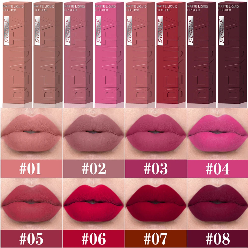 Matte velvet smooth easy-to-apply tube lip gloss waterproof.