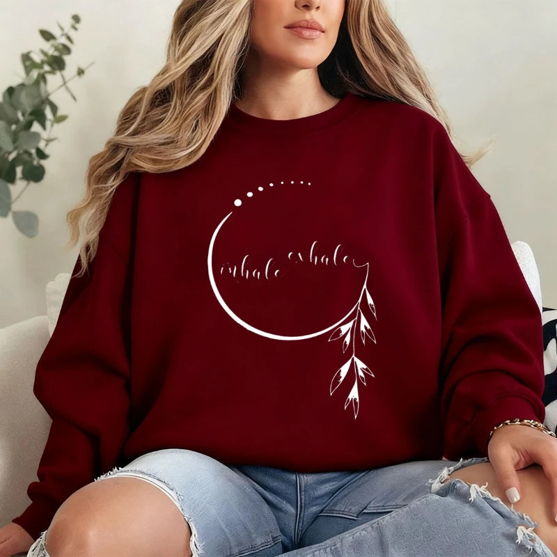 Inhale Exhale Sweatshirt Motivational Hoodie for Woman Aesthetic Mindfulness Hoody Yoga Teacher