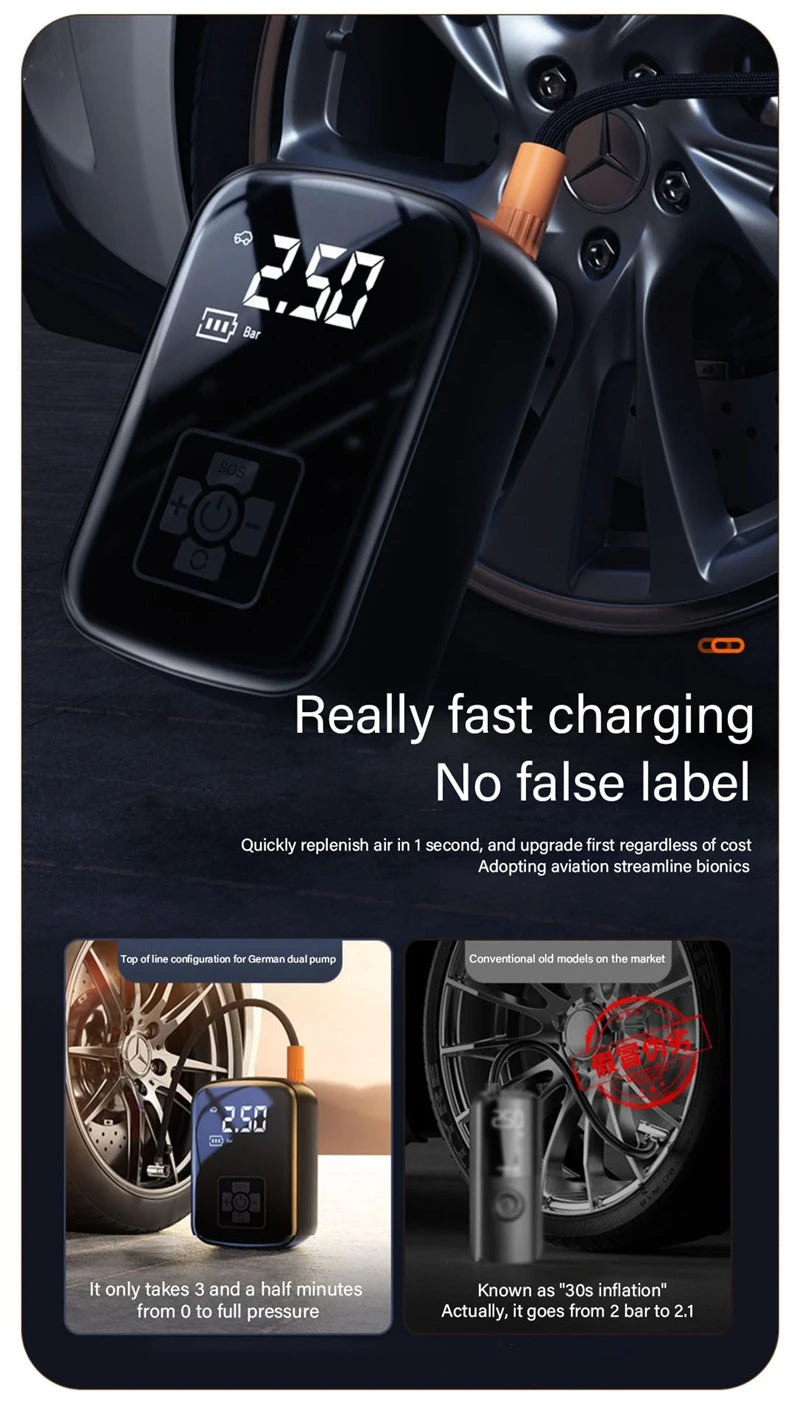 Wireless Car Air Compressor Air Pump Electric Tire Inflator Pump for Motorcycle Bicycle AUTO Tyre with Digital Display