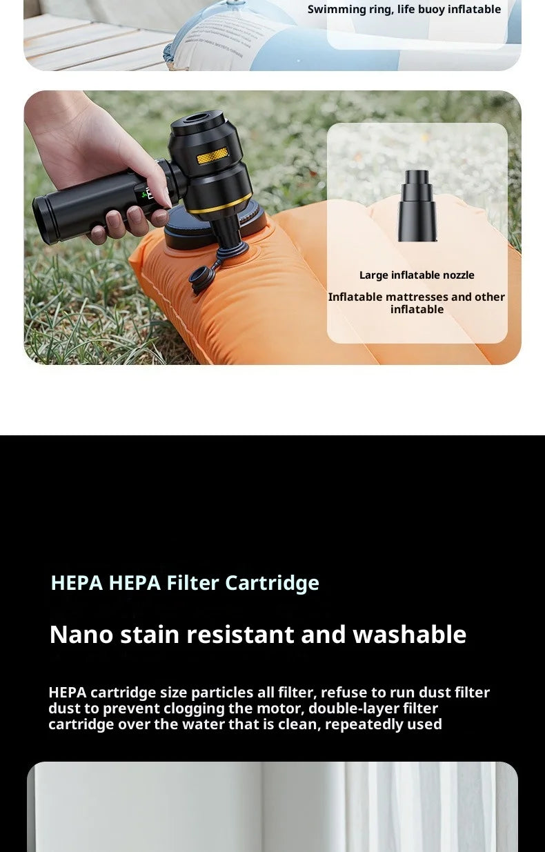 Portable 98,000PA Car Vacuum Cleaner with LED Light – Powerful Cordless Handheld Mini Vacuum & Blower for Car and Home