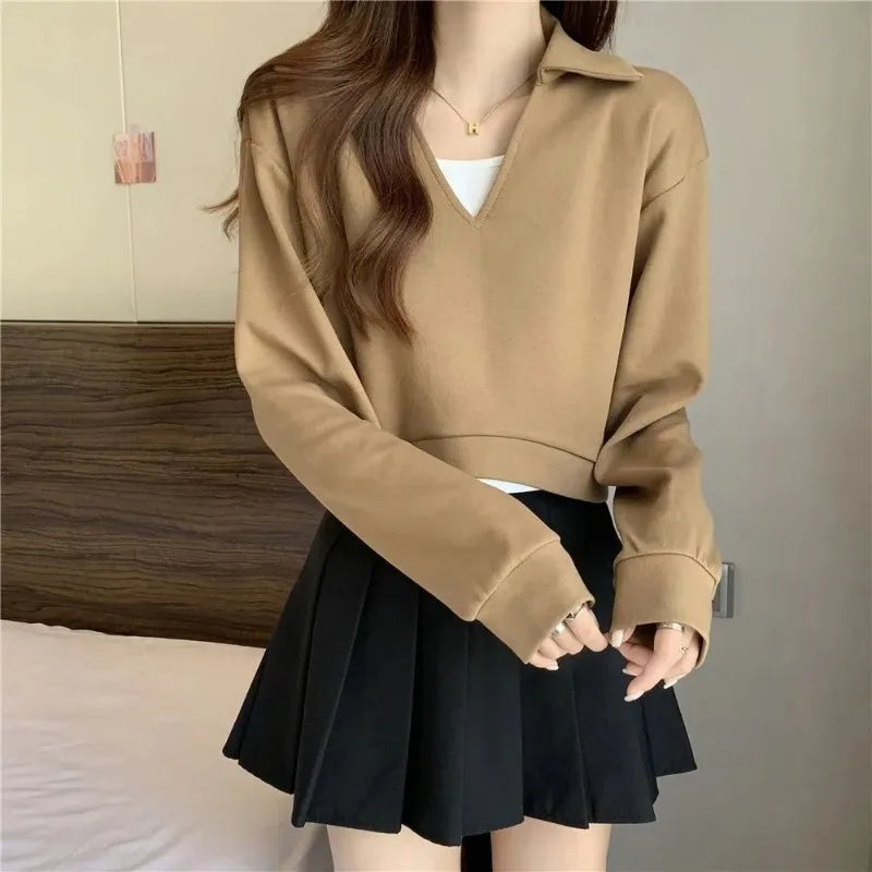 Sweatshirt For Women Cropped Matching Cheap Aesthetic Kpop Cotton