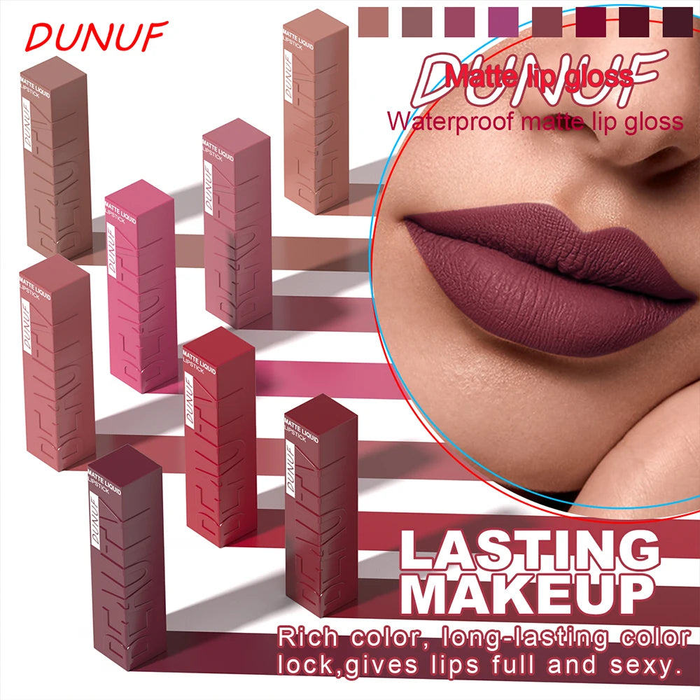 Matte velvet smooth easy-to-apply tube lip gloss waterproof.