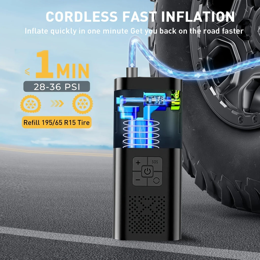 Portable Car Air Compressor Cordless Tire Inflator Pump with Digital Gauge for Car Motorcycle Bike