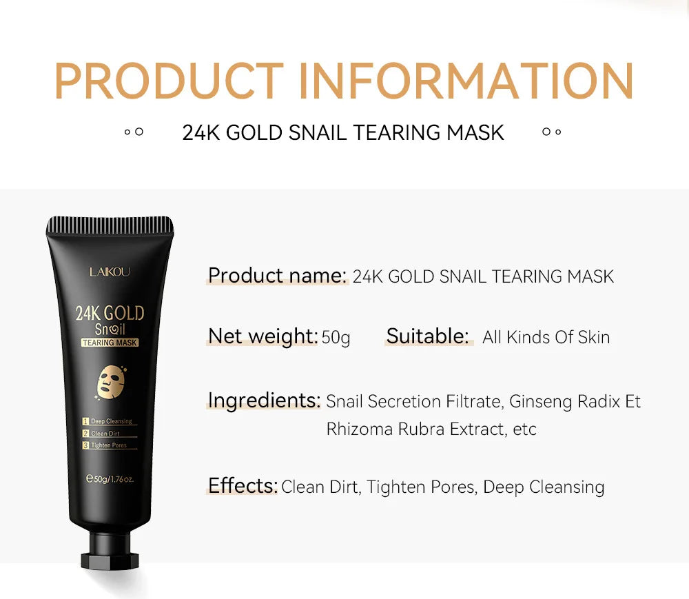 LAIKOU 24K Gold Sakura Peeling Face Mask Anti Wrinkle Whitening Blackhead Removal Facial Tear Off Mask